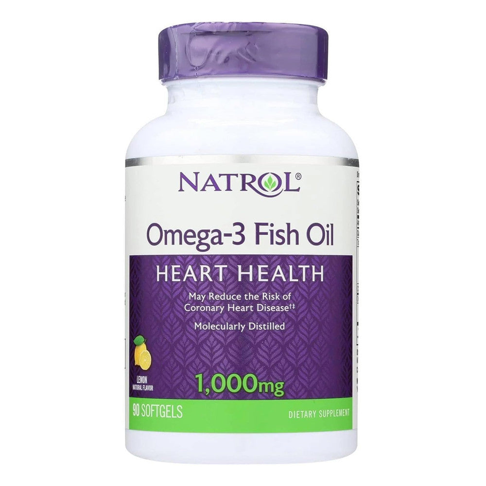 Natrol Omega 3 Fish Oil for Heart Health, Lemon Flavor 1000 mg Softgels, 90 Ea
